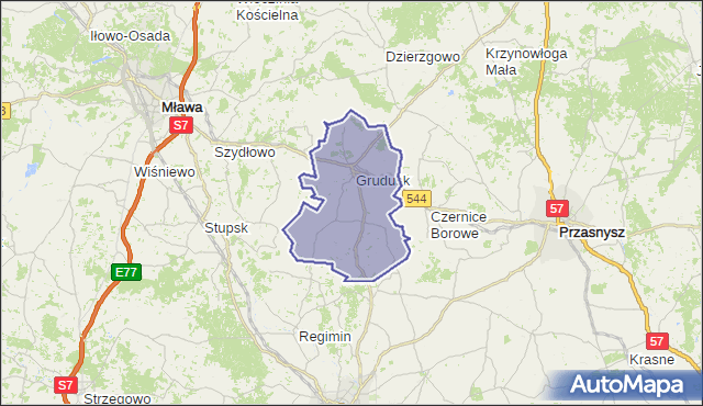 Gmina Grudusk, powiat ciechanowski, województwo mazowieckie na mapie Targeo