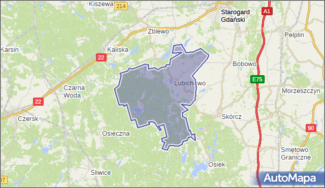 Gmina Lubichowo, powiat starogardzki, województwo pomorskie na mapie Targeo