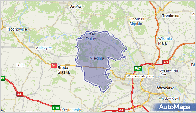 Gmina Miękinia, powiat średzki, województwo dolnośląskie na mapie Targeo