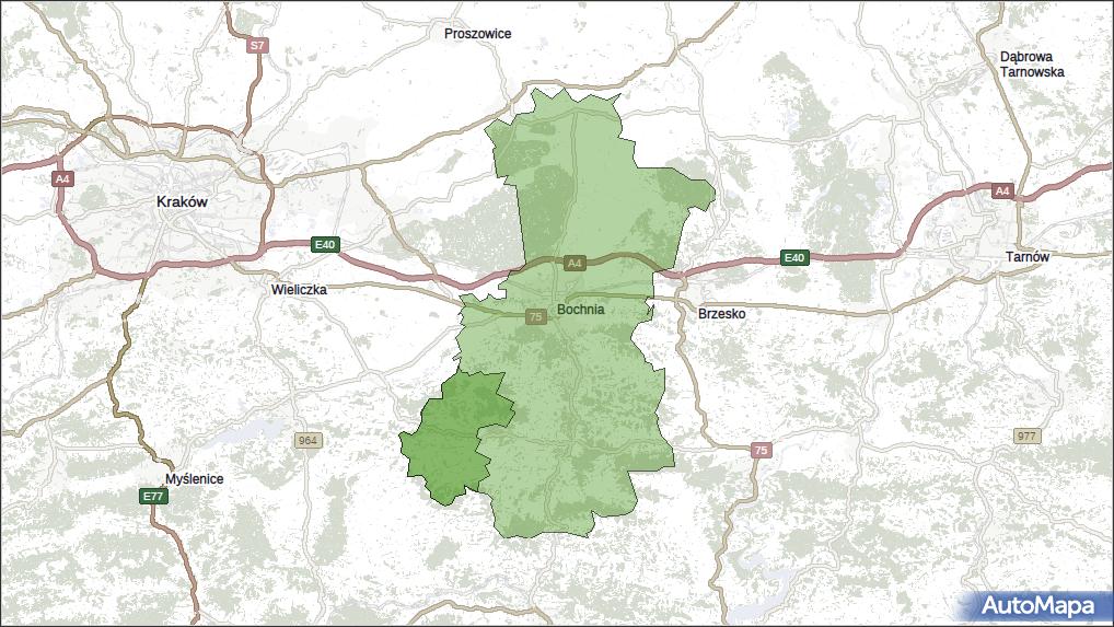 Gmina Łapanów, powiat bocheński, województwo małopolskie na mapie Targeo