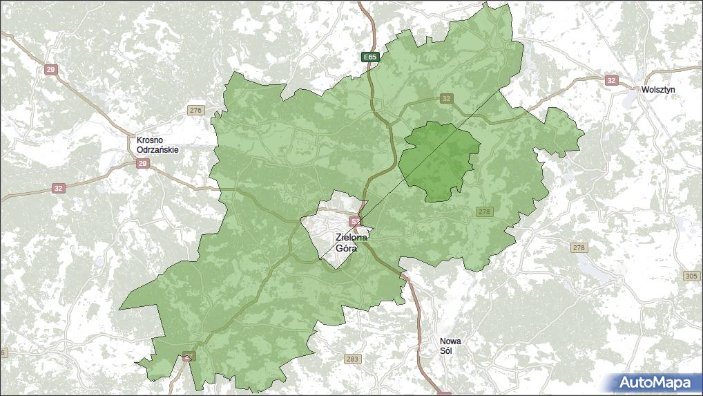 Gmina Trzebiechów, powiat zielonogórski, województwo lubuskie na mapie