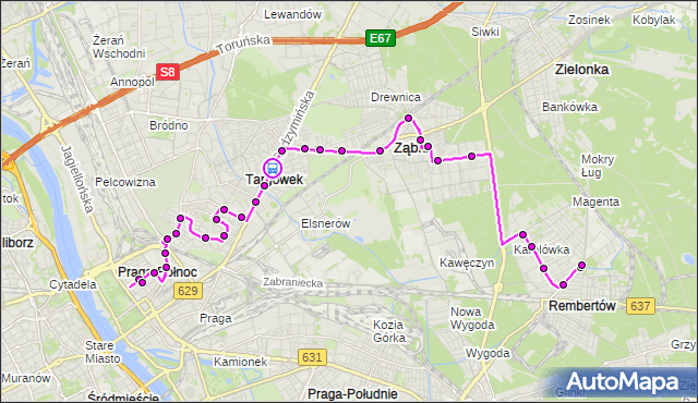 Rozkład jazdy autobusu 199 na przystanku TUŻYCKA 01. ZTM Warszawa na mapie Targeo