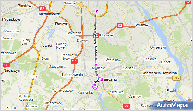 Rozkład jazdy autobusu 709 na przystanku PKP PIASECZNO 03. ZTM Warszawa na mapie Targeo