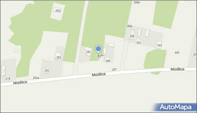 Modlica, Modlica, 293, mapa Modlica