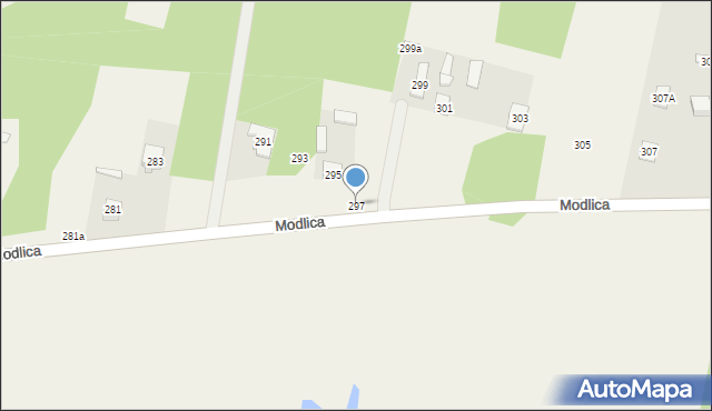 Modlica, Modlica, 297, mapa Modlica