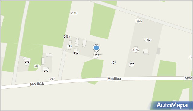 Modlica, Modlica, 303, mapa Modlica
