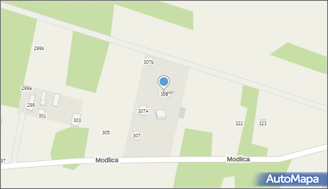 Modlica, Modlica, 309, mapa Modlica