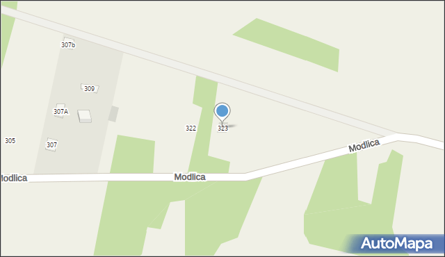 Modlica, Modlica, 323, mapa Modlica