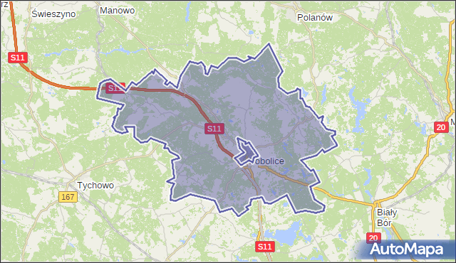 gmina Bobolice - powiat koszaliński na mapie Targeo