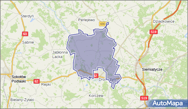 Gmina Drohiczyn, powiat siemiatycki, województwo podlaskie na mapie Targeo