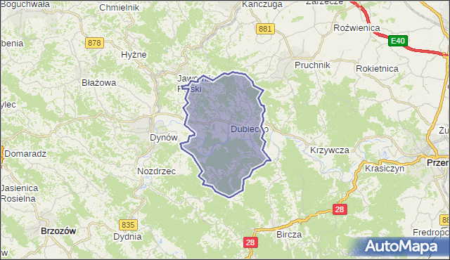 gmina Dubiecko - powiat przemyski na mapie Targeo