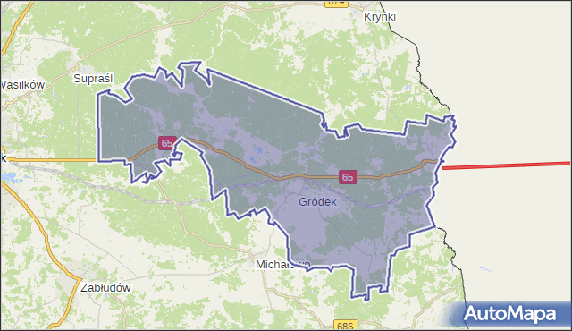 Gmina Gródek, powiat białostocki, województwo podlaskie na mapie Targeo