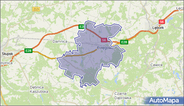 gmina Potęgowo - powiat słupski na mapie Targeo