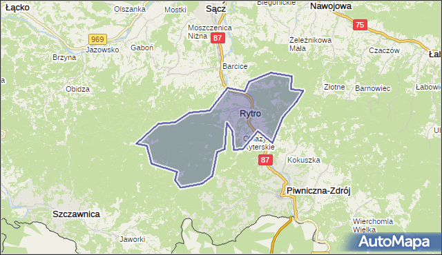 gmina Rytro - powiat nowosądecki na mapie Targeo