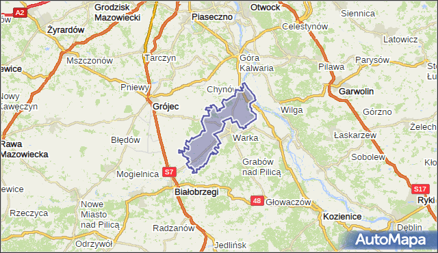 Gmina Warka, powiat grójecki, województwo mazowieckie na mapie Targeo