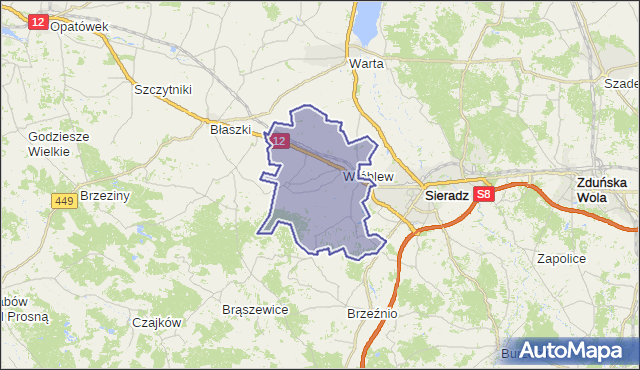 Gmina Wróblew, powiat sieradzki, województwo łódzkie na mapie Targeo