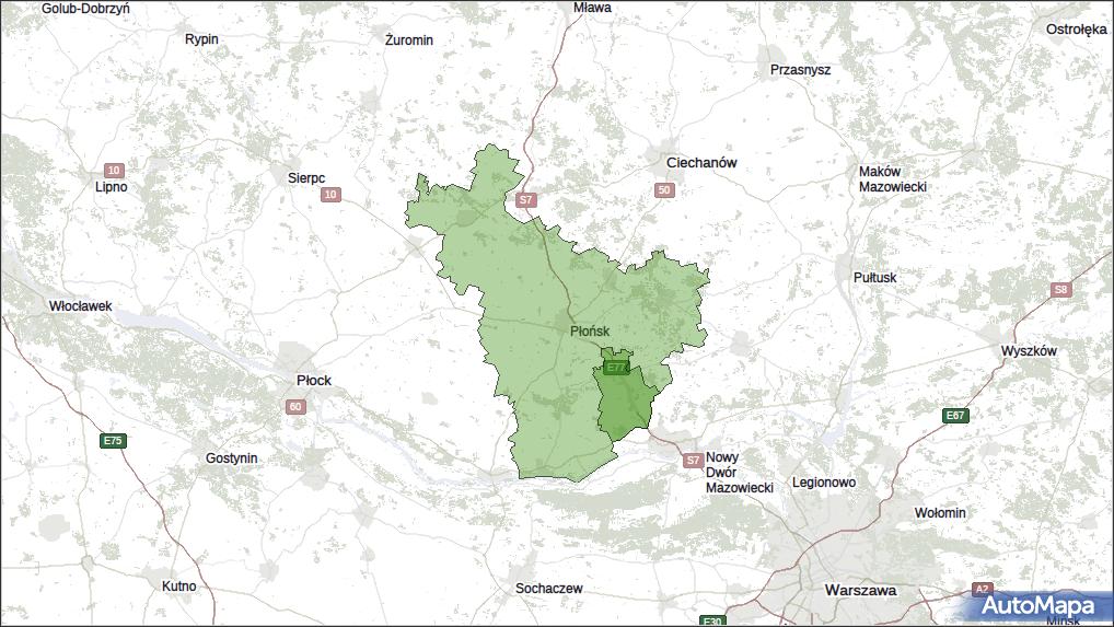 Gmina Załuski, powiat płoński, województwo mazowieckie na mapie Targeo