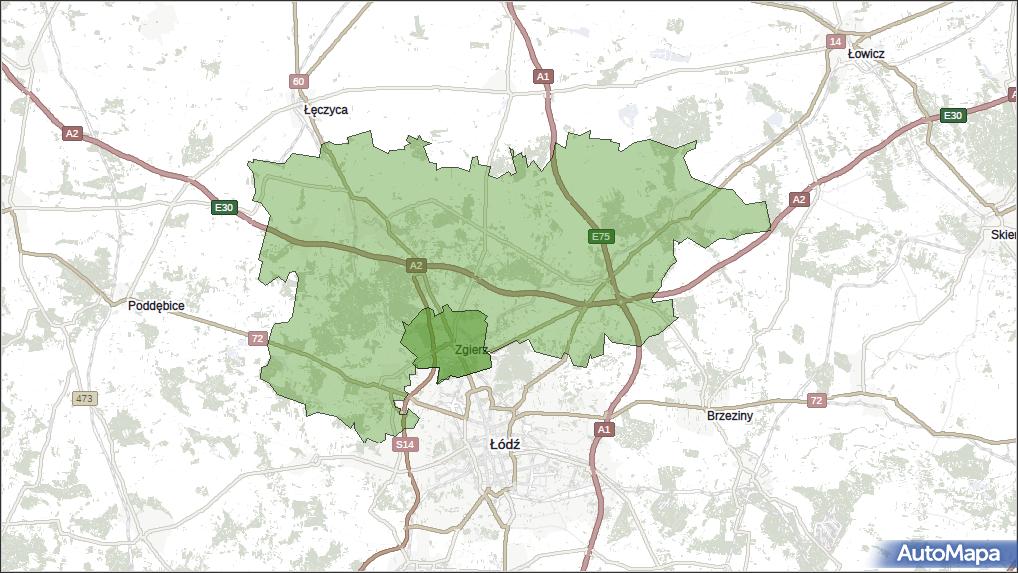 Gmina Zgierz, powiat zgierski, województwo łódzkie na mapie Targeo