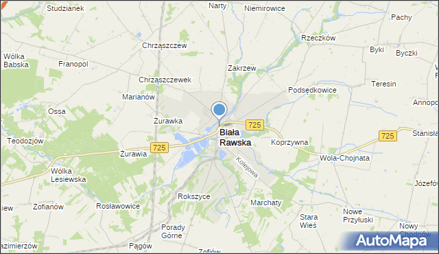 Mapa Biała Rawska, Biała Rawska na mapie Targeo