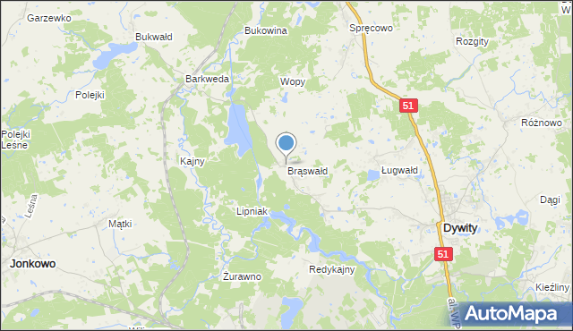 Mapa Brąswałd, Brąswałd na mapie Targeo