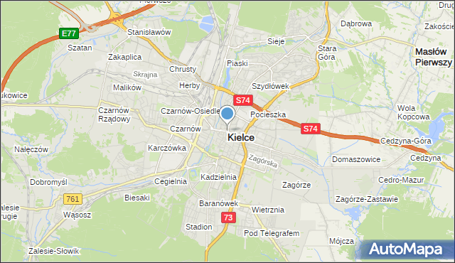 mapa Kielc, Kielce na mapie Targeo
