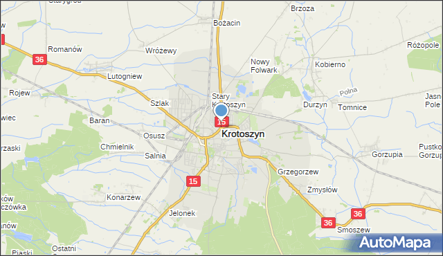 Mapa Krotoszyna, Krotoszyn na mapie Targeo