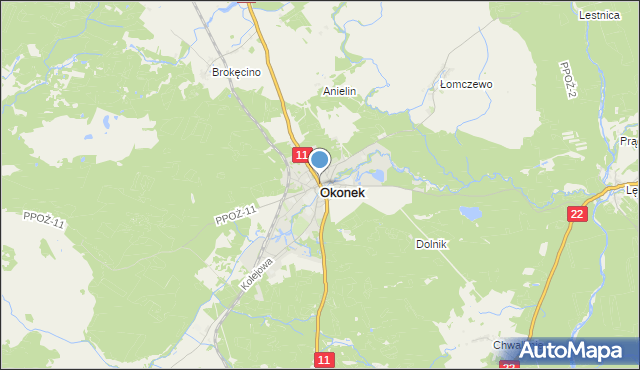 Mapa Okonek, Okonek na mapie Targeo