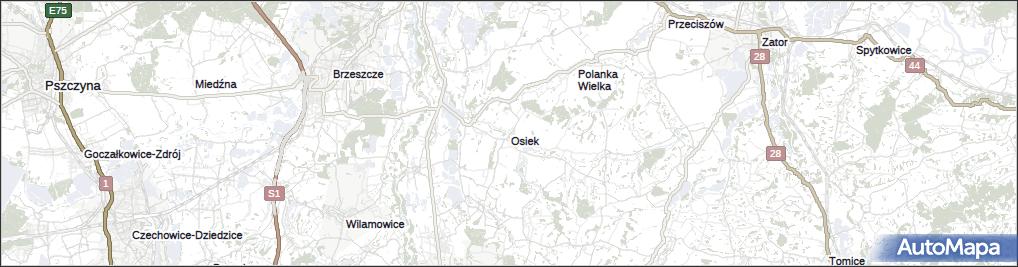 Mapa Osiek, Osiek powiat oświęcimski na mapie Targeo
