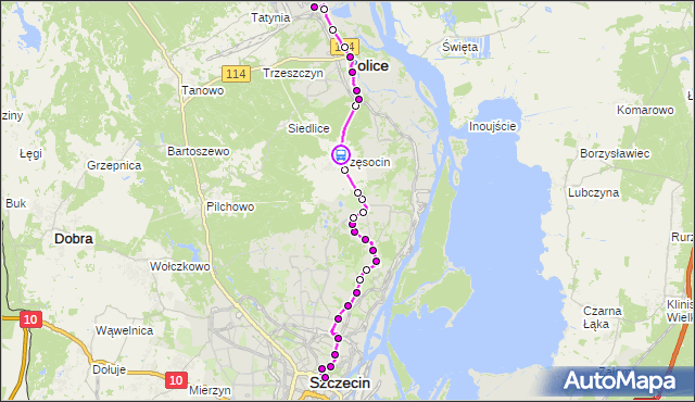 Rozkład jazdy autobusu 101 na przystanku Przęsocin Centralna 12. ZDiTM Szczecin na mapie Targeo
