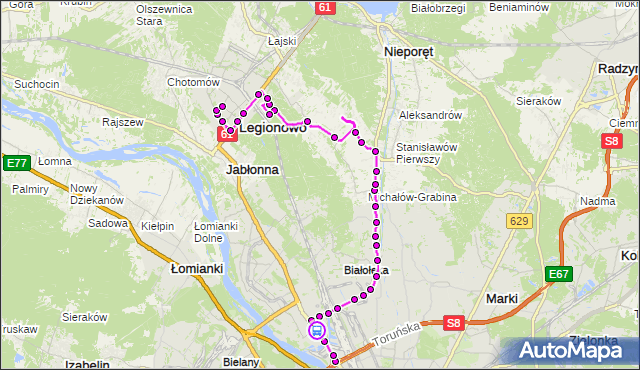 Rozkład jazdy autobusu 736 na przystanku KONWALIOWA 02. ZTM Warszawa na mapie Targeo