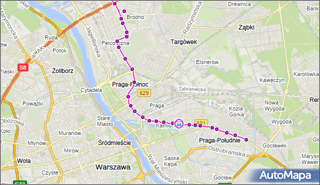 Rozkład jazdy autobusu 3 na przystanku PRAGA-PŁD.-RATUSZ 04. ZTM Warszawa na mapie Targeo