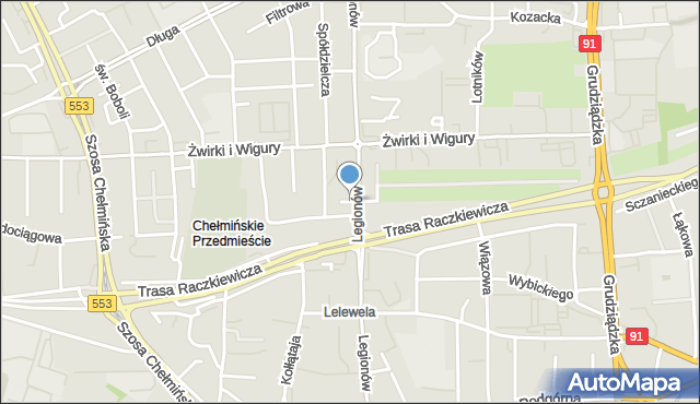 Toruń, Dąbrówki, mapa Torunia